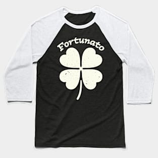 Fortunato Emblem - Distressed Four-Leaf Graphic Design Baseball T-Shirt